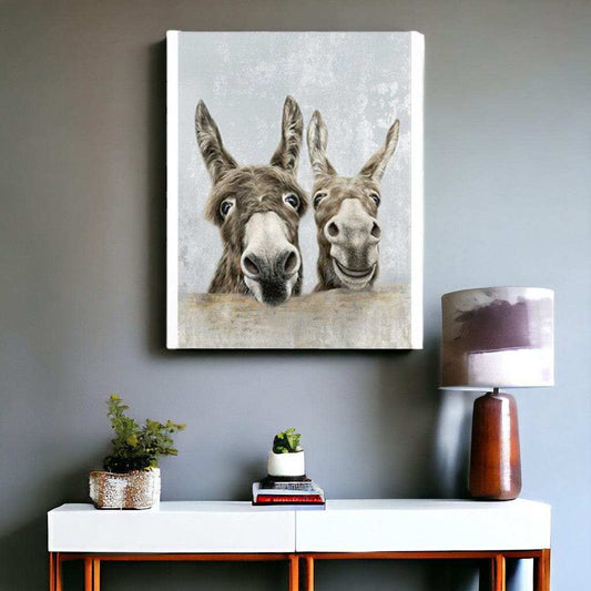 Cute Donkeys Canvas Unframed Print Wall Art - Homeroots - Flyclothing LLC