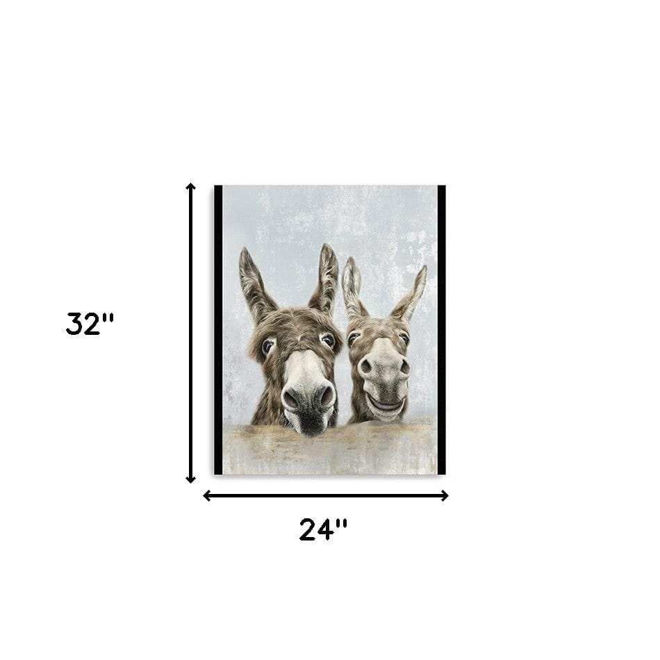 Cute Donkeys Canvas Unframed Print Wall Art - Homeroots - Flyclothing LLC
