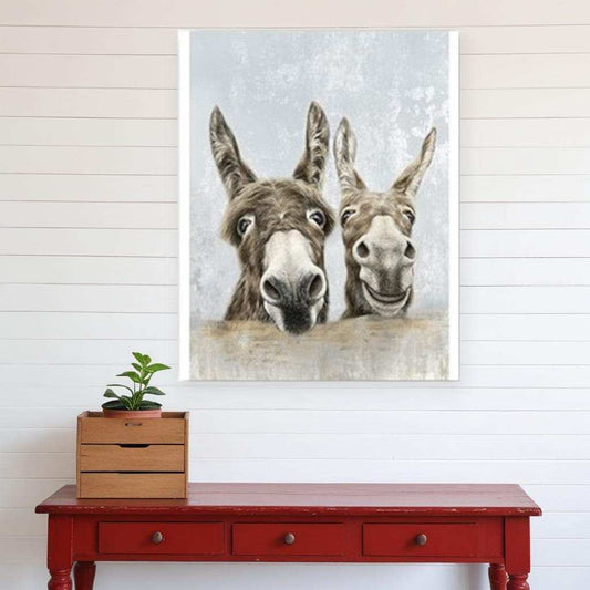 Cute Donkeys Canvas Unframed Print Wall Art - Homeroots - Flyclothing LLC
