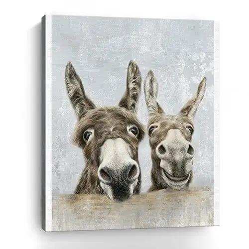 Cute Donkeys Canvas Unframed Print Wall Art - Homeroots - Flyclothing LLC