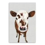 24" x 16" Brown and White Baby Cow Face Canvas Wall Art - Homeroots - Flyclothing LLC
