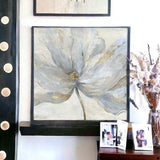 Soft Blue And Grey Flower With Gold Details Unframed Print Wall Art - Homeroots - Flyclothing LLC
