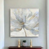 Soft Blue And Grey Flower With Gold Details Unframed Print Wall Art - Homeroots - Flyclothing LLC