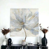 Soft Blue And Grey Flower With Gold Details Unframed Print Wall Art - Homeroots - Flyclothing LLC