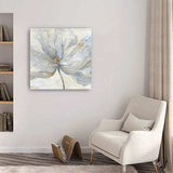 Soft Blue And Grey Flower With Gold Details Unframed Print Wall Art - Homeroots - Flyclothing LLC