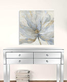 Soft Blue And Grey Flower With Gold Details Unframed Print Wall Art - Homeroots - Flyclothing LLC