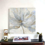 Soft Blue And Grey Flower With Gold Details Unframed Print Wall Art - Homeroots - Flyclothing LLC