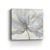 Soft Blue And Grey Flower With Gold Details Unframed Print Wall Art - Homeroots - Flyclothing LLC