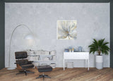 Soft Blue And Grey Flower With Gold Details Unframed Print Wall Art - Homeroots - Flyclothing LLC