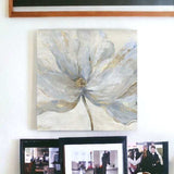 Soft Blue And Grey Flower With Gold Details Unframed Print Wall Art - Homeroots - Flyclothing LLC