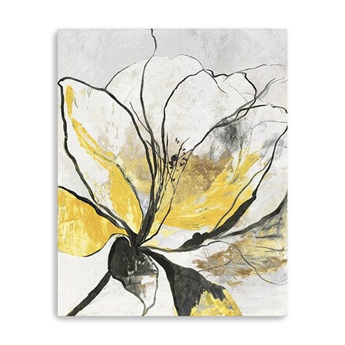 20" Modern Yellow and Black Flower Canvas Wall Art - Homeroots - Flyclothing LLC