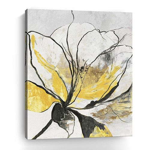 20" Modern Yellow and Black Flower Canvas Wall Art - Homeroots - Flyclothing LLC