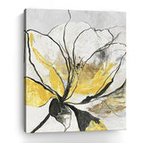 20" Modern Yellow and Black Flower Canvas Wall Art - Homeroots - Flyclothing LLC