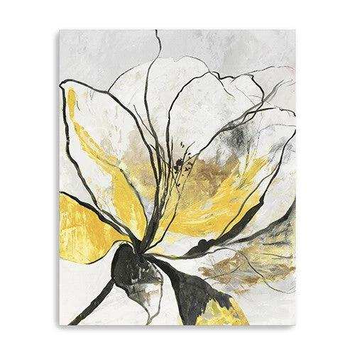 Modern Yellow And Black Flower Unframed Print Wall Art - Homeroots - Flyclothing LLC