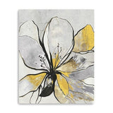 20" Modern Yellow and Black Flower in Bloom Canvas Wall Art - Homeroots
