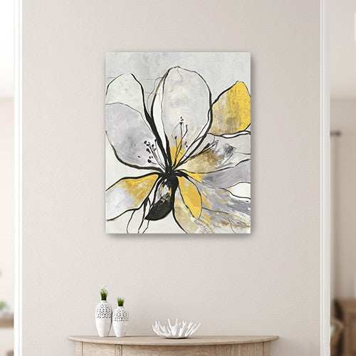 Modern Yellow And Black Flower In Bloom Unframed Print Wall Art - Homeroots - Flyclothing LLC