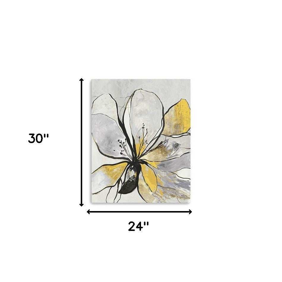 Modern Yellow And Black Flower In Bloom Unframed Print Wall Art - Homeroots - Flyclothing LLC