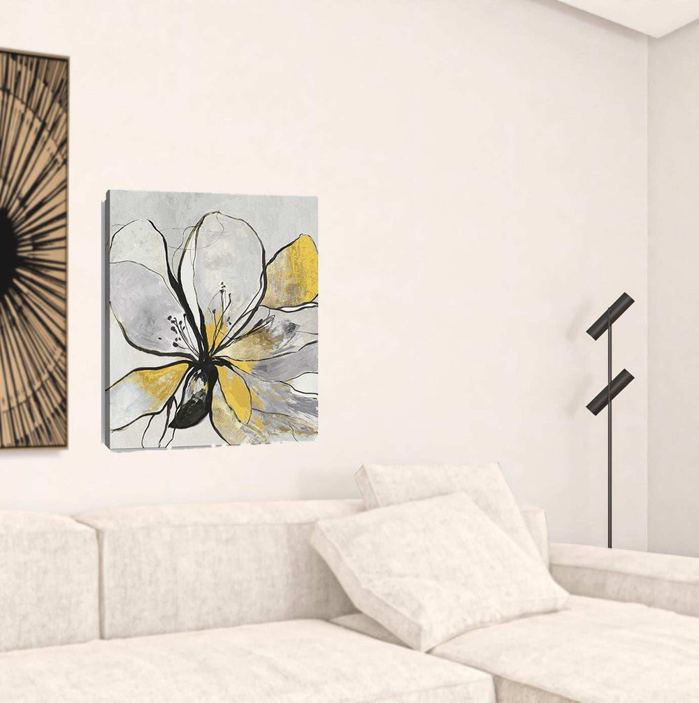 Modern Yellow And Black Flower In Bloom Unframed Print Wall Art - Homeroots - Flyclothing LLC