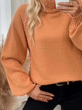 Cable-Knit Turtleneck Long Sleeve Sweater - Trendsi - Flyclothing LLC
