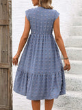 Swiss Dot V-Neck Cap Sleeve Dress - Trendsi - Flyclothing LLC