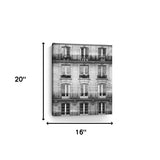 20" x 16" Balcony View Black and White Photo Real Canvas Wall Art - Homeroots