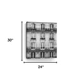 30" x 24" Balcony View Black and White Photo Real Canvas Wall Art - Homeroots