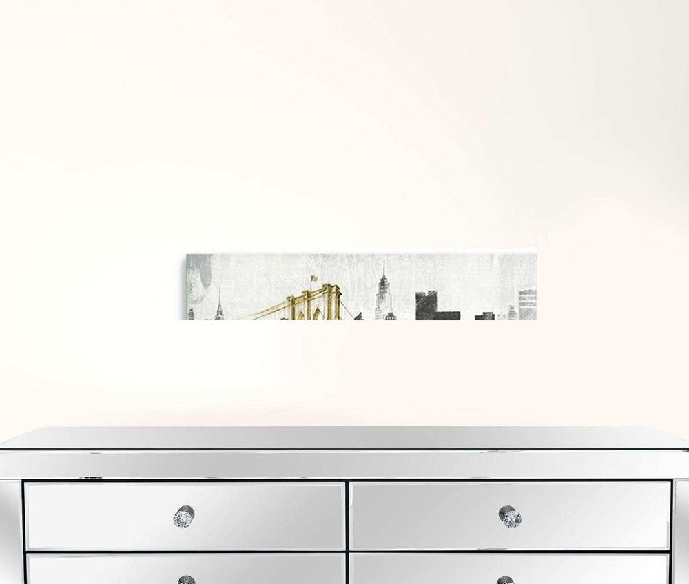 Nyc Golden Bridge Skyline Unframed Print Wall Art - Homeroots - Flyclothing LLC