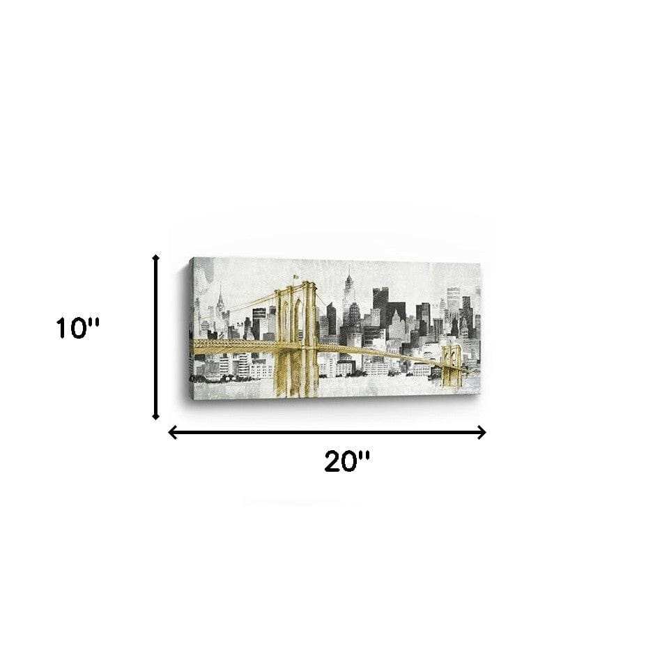 Nyc Golden Bridge Skyline Unframed Print Wall Art - Homeroots - Flyclothing LLC