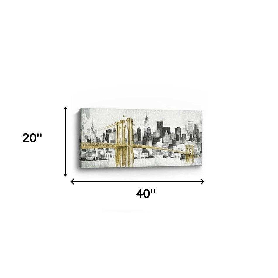Nyc Golden Bridge Skyline Unframed Print Wall Art - Homeroots - Flyclothing LLC