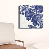 Blue Toile Rose Unframed Print Wall Art - Homeroots - Flyclothing LLC
