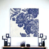 Blue Toile Rose Unframed Print Wall Art - Homeroots - Flyclothing LLC