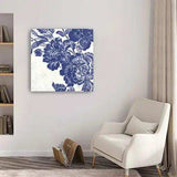 Blue Toile Rose Unframed Print Wall Art - Homeroots - Flyclothing LLC