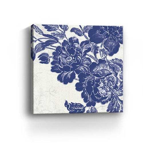 Blue Toile Rose Unframed Print Wall Art - Homeroots - Flyclothing LLC