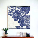 Blue Toile Rose Unframed Print Wall Art - Homeroots - Flyclothing LLC