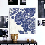 Blue Toile Rose Unframed Print Wall Art - Homeroots - Flyclothing LLC