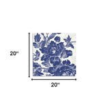 Blue Toile Roses Unframed Print Wall Art - Homeroots - Flyclothing LLC