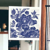 Blue Toile Roses Unframed Print Wall Art - Homeroots - Flyclothing LLC
