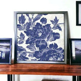 Blue Toile Roses Unframed Print Wall Art - Homeroots - Flyclothing LLC