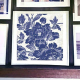 Blue Toile Roses Unframed Print Wall Art - Homeroots - Flyclothing LLC