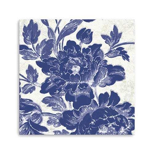 Blue Toile Roses Unframed Print Wall Art - Homeroots - Flyclothing LLC