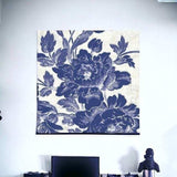 Blue Toile Roses Unframed Print Wall Art - Homeroots - Flyclothing LLC