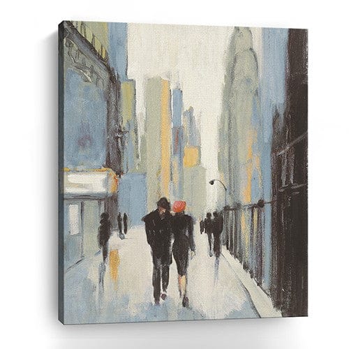 20" x 16" Watercolor Walk in the City Canvas Wall Art - Homeroots