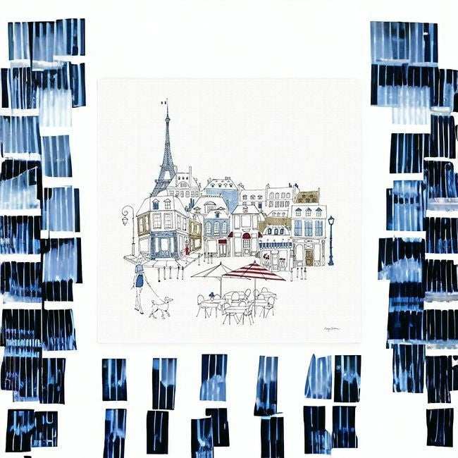 French Caf With Red And Blue Accents Unframed Print Wall Art - Homeroots - Flyclothing LLC