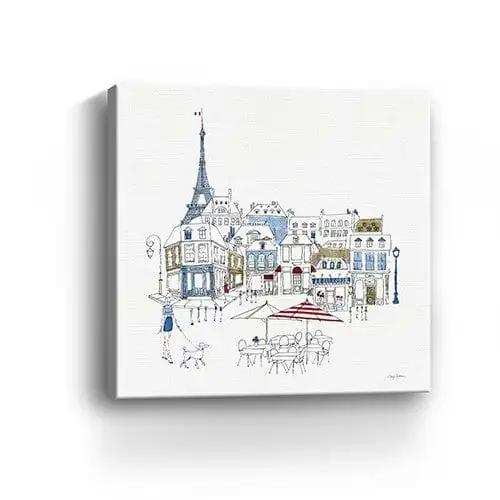 French Caf With Red And Blue Accents Unframed Print Wall Art - Homeroots - Flyclothing LLC