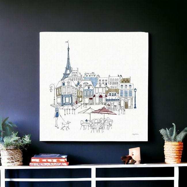French Caf With Red And Blue Accents Unframed Print Wall Art - Homeroots - Flyclothing LLC
