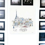 French Caf With Red And Blue Accents Unframed Print Wall Art - Homeroots - Flyclothing LLC