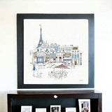 French Caf With Red And Blue Accents Unframed Print Wall Art - Homeroots - Flyclothing LLC