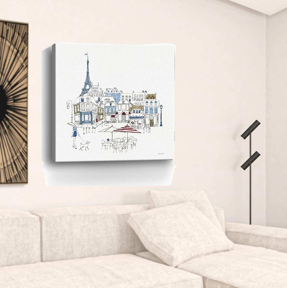 French Caf With Red And Blue Accents Unframed Print Wall Art - Homeroots - Flyclothing LLC