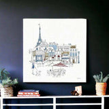 French Caf With Red And Blue Accents Unframed Print Wall Art - Homeroots - Flyclothing LLC