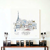 French Caf With Red And Blue Accents Unframed Print Wall Art - Homeroots - Flyclothing LLC